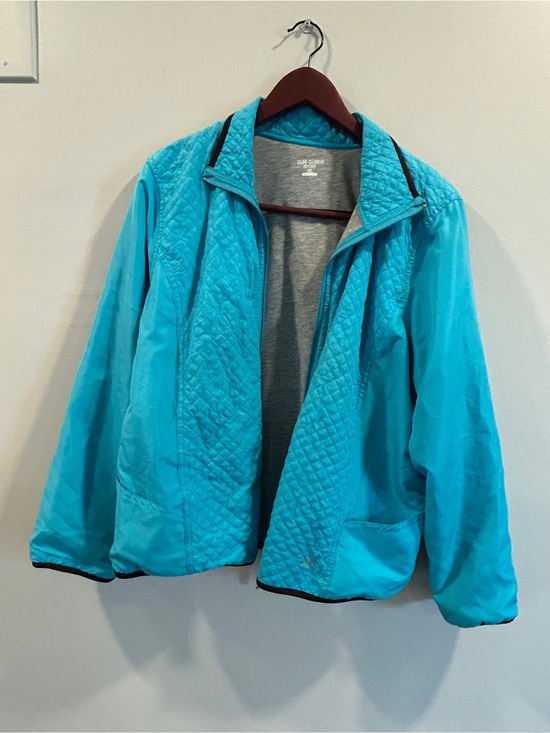 Oleg Cassini Jackets & Blazers - Oleg Cassini Sport Turquoise Quilted Zip Front Jacket XL